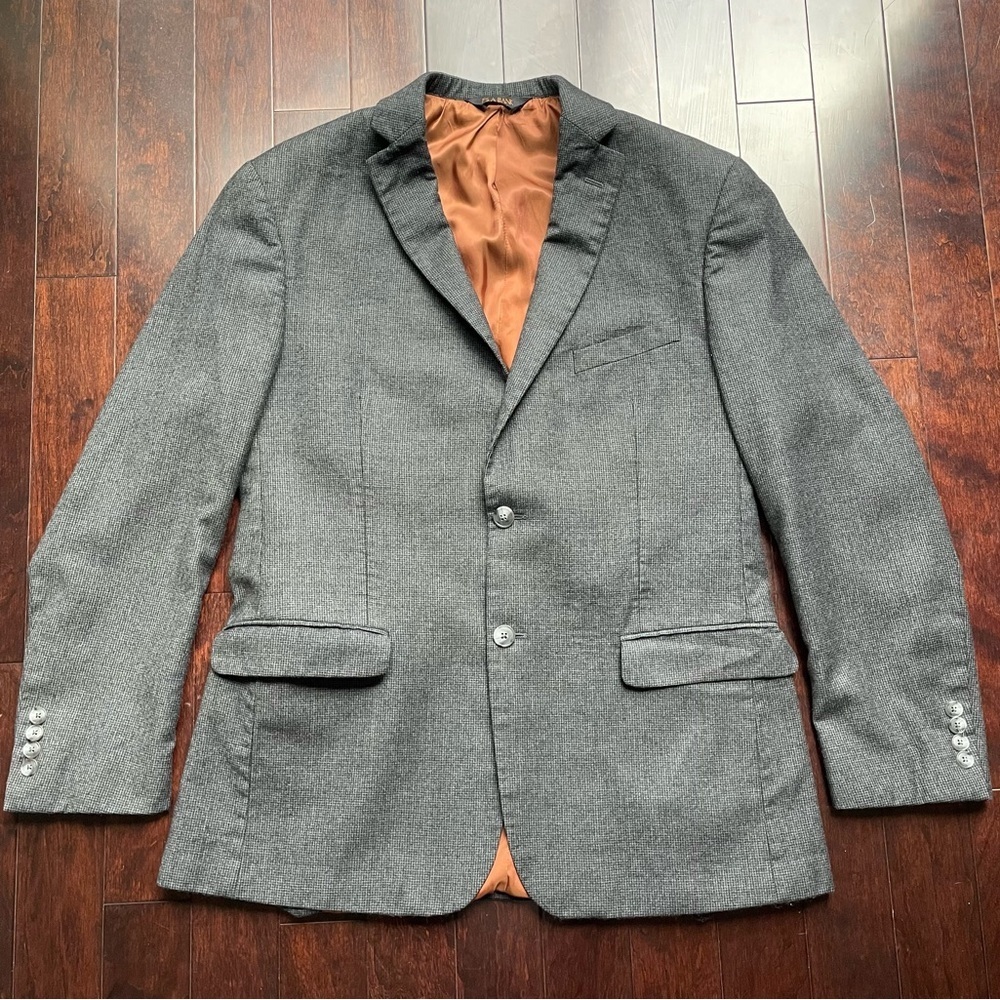 2023 JOS A BANK Gray Check blazer coat 42R Wool snd Cashmere Slim Fit